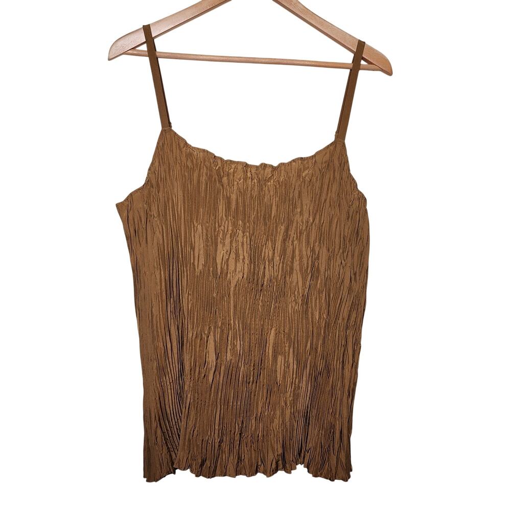 Eileen Fisher Bronze Crinkled Crushed Silk Cami Women's Size X Large